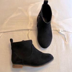Black faux suede ankle boots